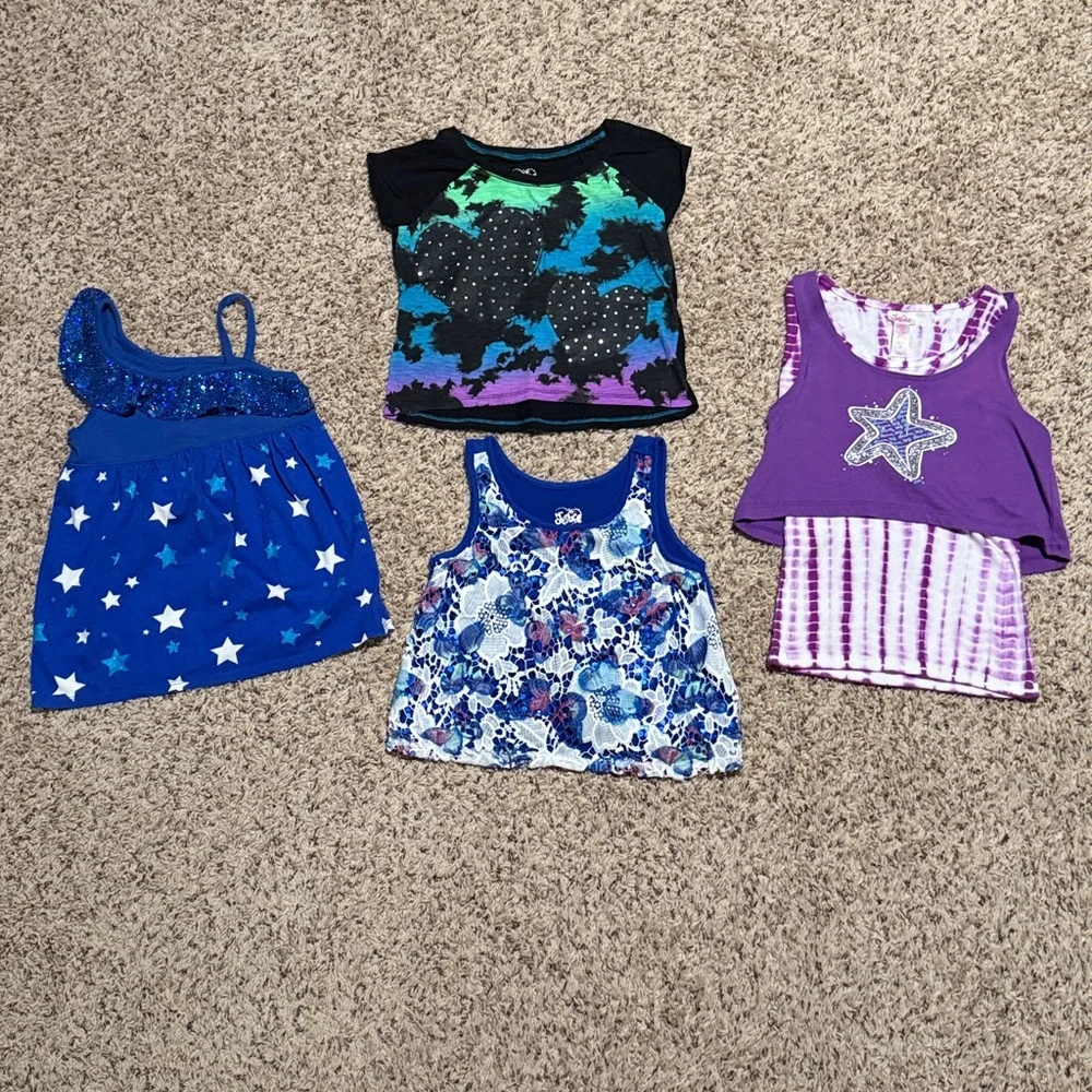 Girls size 7 Justice bundle with 3 tank tops and one shirt